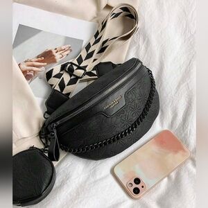 NWT Black Floral Embossed Crossbody Sling Bag